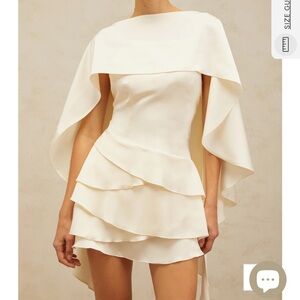 Asymmetrical Ivory Ruffle Mini Dress